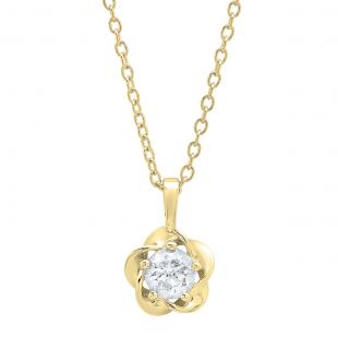 0.55 Carat (ctw) 10K Yellow Gold Round Diamond Ladies Solitaire Pendant 1/2 CT