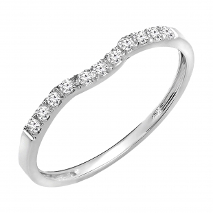 0.15 Carat (cttw) Round White Diamond Ladies Wedding Stackable Contour Guard Band 10K White Gold