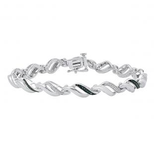 0.35 Carat (ctw) Sterling Silver Round Blue & White Diamond Ladies Infinity Tennis Bracelet 1/3 CT