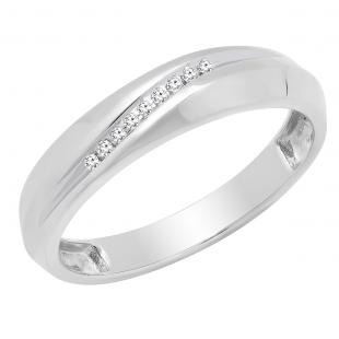 0.05 Carat (ctw) 14K White Gold Round White Diamond Men's Anniversary Wedding Band