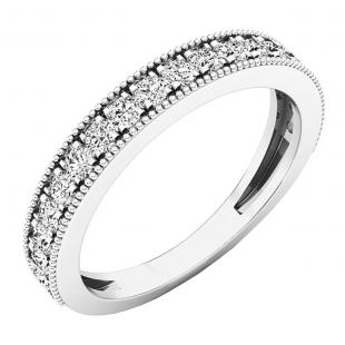 0.50 Carat (ctw) Sterling Silver Round White Diamond Wedding Stackable Band Ring 1/2 CT