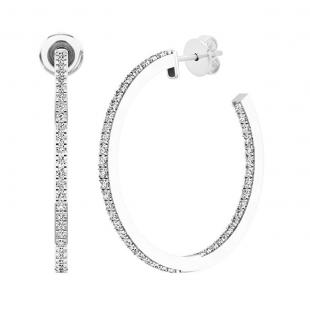 0.50 Carat (ctw) Sterling Silver Round White Diamond Ladies Huggies Hoop Earrings 1/2 CT