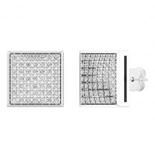 0.35 Carat (ctw) Platinum Plated Sterling Silver Round Diamond Unisex Iced Stud Earrings 1/3 CT