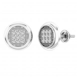 0.20 Carat (cttw) Round White Diamond Ladies Cluster Stud Earrings 1/5 CT Sterling Silver