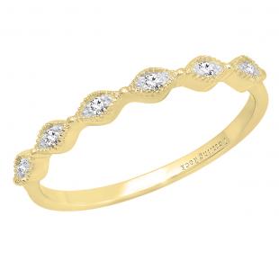 0.05 Carat (cttw) Round White Diamond Ladies Wedding Stackable Band 10K Yellow Gold