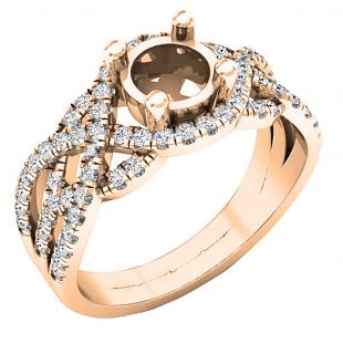0.45 Carat (cttw) Round Diamond Crossover Ladies Promise Ring 1/2 CT (No Center Stone) 18K Rose Gold
