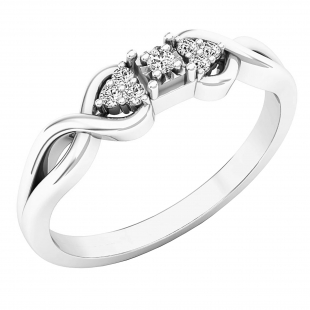 0.08 Carat (cttw) Round White Diamond Ladies Bridal Twisted Engagement Ring Sterling Silver