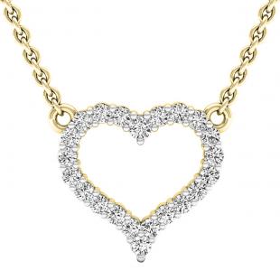 0.30 Carat (cttw) Round Diamond Ladies Heart Pendant 1/3 CT (Gold Chain Included) 10K Yellow Gold
