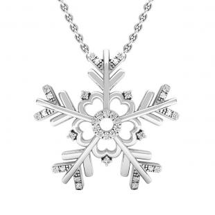 0.10 Carat (cttw) Round White Diamond Snowflake Ladies Pendant 1/10 CT Sterling Silver