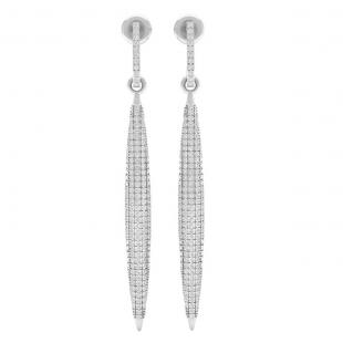 0.50 Carat (cttw) Round Diamond Ladies Icicle Shaped Long Dangling Earrings 1/2 CT 10K White Gold