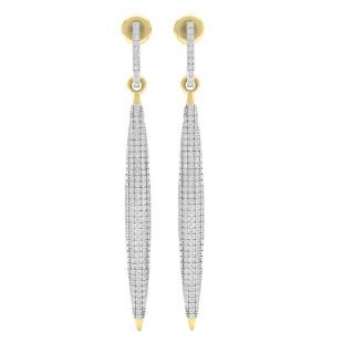 0.50 Carat (cttw) Round Diamond Ladies Icicle Shaped Long Dangling Earrings 1/2 CT 14K Yellow Gold