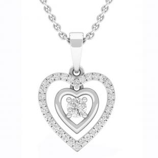 0.30 Carat (cttw) Round White Diamond Ladies Double Heart Pendant 1/3 CT 14K White Gold