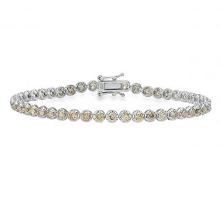 IGI Certified 3.00 Carat (cttw) Round Champagne Diamond Ladies Tennis Bracelet 18K White Gold