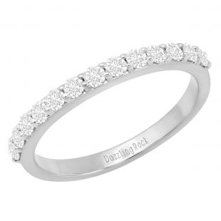 Round Cubic Zirconia Ladies Anniversary Wedding Band 14K White Gold