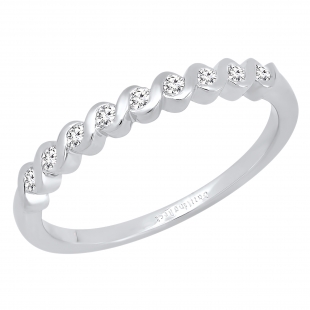 0.15 Carat (cttw) Round White Diamond Ladies Swirl Anniversary Wedding Band 10K White Gold