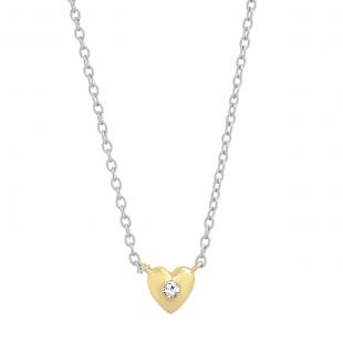 0.05 Carat (cttw) Round White Diamond Ladies Solitaire Heart Pendant (Silver Chain Included) 18K Yellow Gold