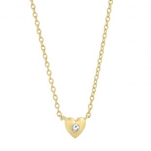 0.05 Carat (cttw) Round White Diamond Ladies Solitaire Heart Pendant (Gold Chain Included) 18K Yellow Gold