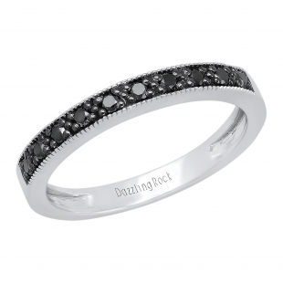 0.20 Carat (cttw) Round Black Diamond Ladies Anniversary Wedding Band 1/5 CT Sterling Silver