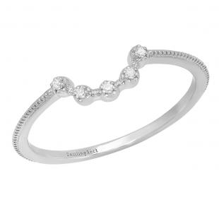 0.05 Carat (cttw) Round Diamond Ladies Contour Wedding Stackable Band 10K White Gold