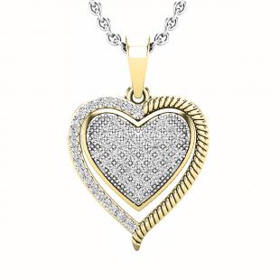 0.25 Carat (cttw) Round White Diamond Ladies Heart Pendant 1/4 CT 10K Yellow Gold