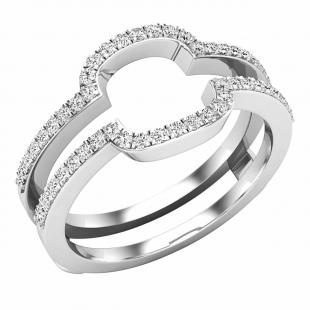 0.30 Carat (cttw) Round White Diamond Ladies Double Guard Wedding Band 1/3 CT 10K White Gold