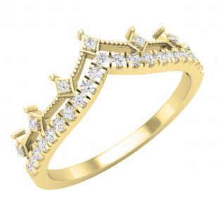 0.20 Carat (cttw) Round White Diamond Ladies Chevron Wedding Band 1/5 CT 18K Yellow Gold