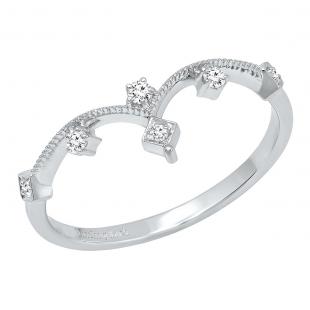 0.10 Carat (cttw) Round White Diamond Ladies Crown Wedding Band 1/10 CT 10K White Gold