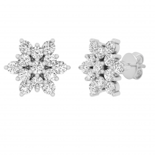 0.80 Carat (ctw) Round White Diamond Ladies Flower Cluster Stud Earrings 3/4 CT 14K White Gold