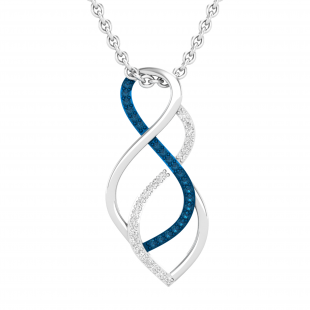 0.10 Carat (ctw) Round Blue & White Diamond Ladies Infinity Swirl Pendant 1/10 CT, 18K White Gold