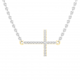 0.05 Carat (ctw) Round White Diamond Ladies Religious Cross Pendant 14K Yellow Gold