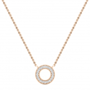 0.15 Carat (ctw) Round White Diamond Ladies Circle Pendant 18K Rose Gold