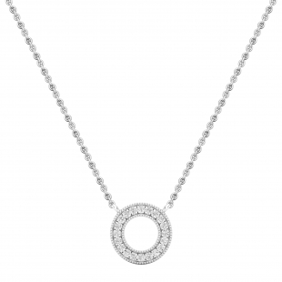 0.15 Carat (ctw) Round White Diamond Ladies Circle Pendant Sterling Silver