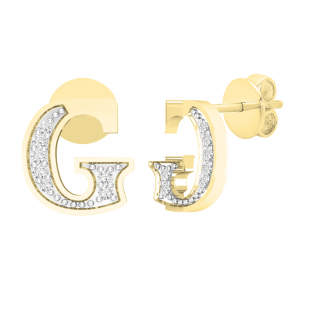 0.05 Carat (ctw) Round Diamond Ladies Uppercase Letter G Initial Stud Earrings 10K Yellow Gold