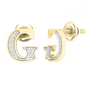 0.05 Carat (ctw) Round Diamond Ladies Uppercase Letter G Initial Stud Earrings 14K Yellow Gold