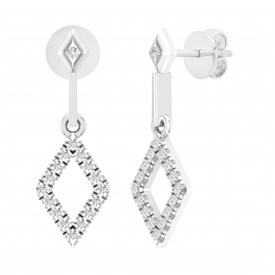 0.20 Carat (ctw) Round White Diamond Ladies Kite Shape Drop Earrings 1/5 CT Sterling Silver