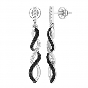 0.32 Carat (ctw) Round Black & White Diamond Ladies Infinity Drop Earrings 1/3 CT 10K White Gold