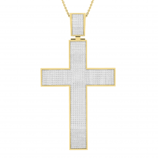 2.50 Carat (ctw) Round White Diamond Men's Hip Hop Religious Cross Pendant 10K Yellow Gold
