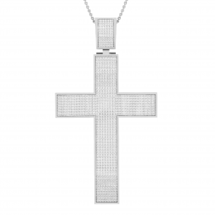 2.50 Carat (ctw) Round White Diamond Men's Hip Hop Religious Cross Pendant Sterling Silver