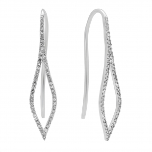 0.20 Carat (ctw) Round White Diamond Ladies Flame-shaped Dangling Drop Earrings 1/5 CT 14K White Gold