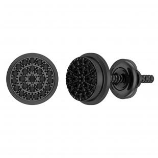 0.25 Carat (ctw) Round Black Diamond Hip Hop Mens Stud Earrings 1/4 CT Black Plated 10K White Gold