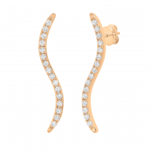 0.30 Carat (ctw) Round White Diamond Ladies Curved Crawler Climber Earrings 1/3 CT 10K Rose Gold