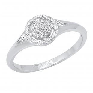 0.15 Carat (ctw) Round White Diamond Ladies Cluster Flower Bridal Engagement Ring 10K White Gold