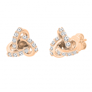 0.28 Carat (ctw) Round White Diamond Love Knot Stud Earrings 1/4 CT 10K Rose Gold