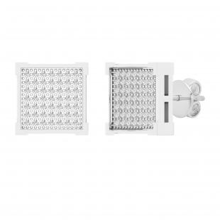 0.25 Carat (ctw) Round White Diamond Square Shape Mens Hip Hop Stud Earring 1/4 CT Sterling Silver