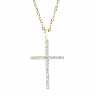0.30 Carat (ctw) Round White Diamond Ladies Cross Pendant 1/3 CT 10K Yellow Gold