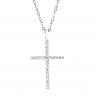 0.30 Carat (ctw) Round White Diamond Ladies Cross Pendant 1/3 CT Sterling Silver