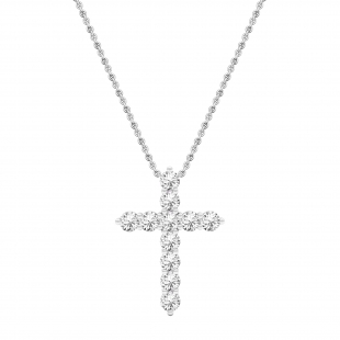 1.95 Carat (ctw) Round White Diamond Ladies Cross Pendant 2 CT 14K White Gold