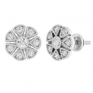 0.25 Carat (ctw) Round White Diamond Ladies Cluster Flower Stud Earrings 1/4 CT 14K White Gold