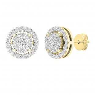 0.45 Carat (ctw) Round White Diamond Ladies Cluster Stud Earrings 1/2 CT 10K Yellow Gold