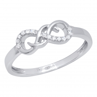 0.08 Carat (ctw) Round Diamond Ladies Infinity Design Engagement Promise Ring Sterling Silver